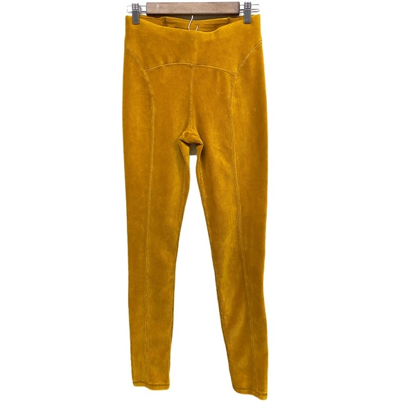 Free People Pants - Free People Movement Mustard Ribbed Velvet Legging